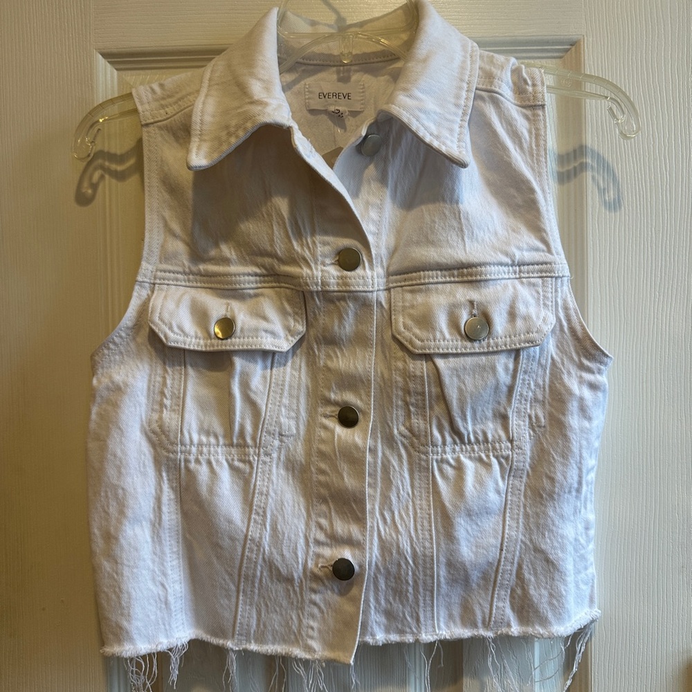 NWT Evereve White Denim Vest
